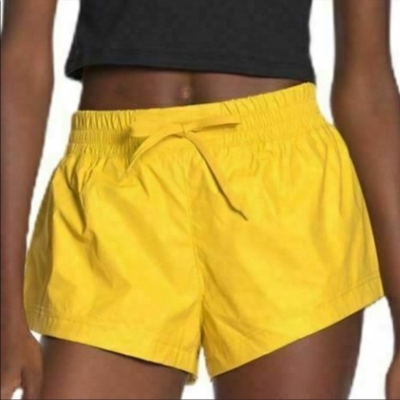 Free People*NWT Yellow Reflective Athletic Shorts - Picture 3 of 6